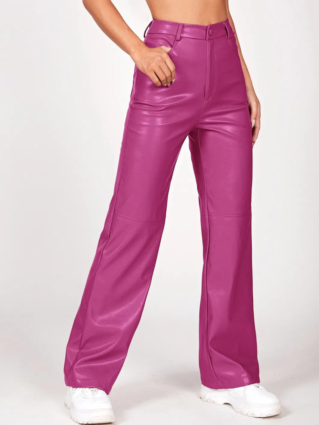 Ladies Wide Leg Pants Loose Women Jeans Trouser with Zipper