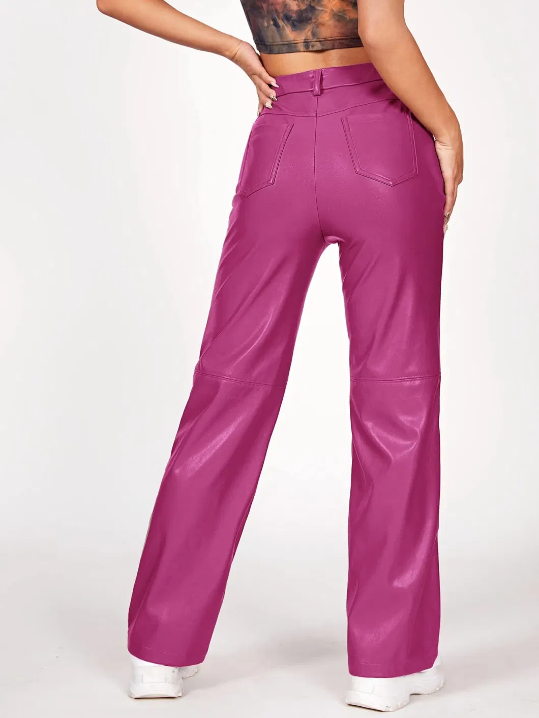 Ladies Wide Leg Pants Loose Women Jeans Trouser with Zipper