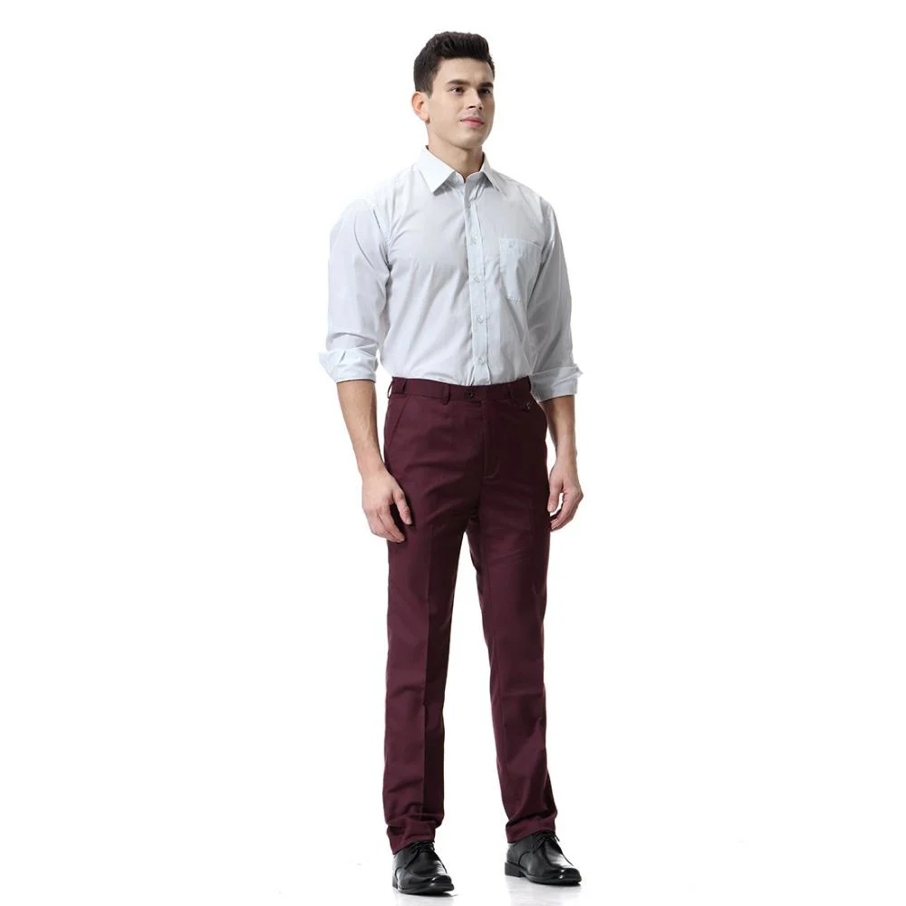 Men′ S Casual Pants Solid Colour Adjustable Waist Business Straight Leg Suit Pants