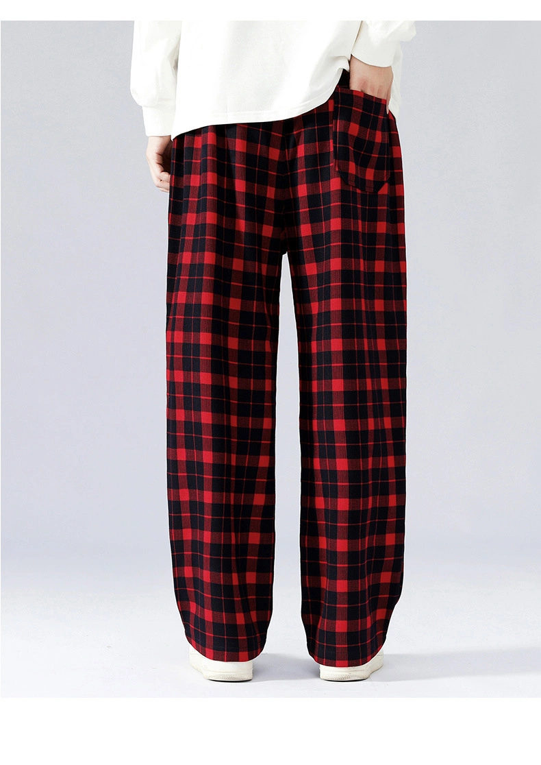 Autumn and Winter New Sweatpants Men Adjustable Wide Leg Joggers Plus Size Streetwear Plaid Casual Straight Long Baggy Pants/Trousers/Clothing