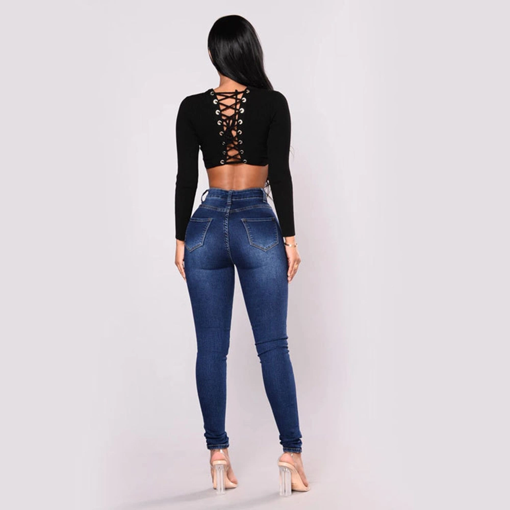 Wholesale Fashion Women Sexy High Quality Denim Cargo Pants Stretch Jeans Trousers