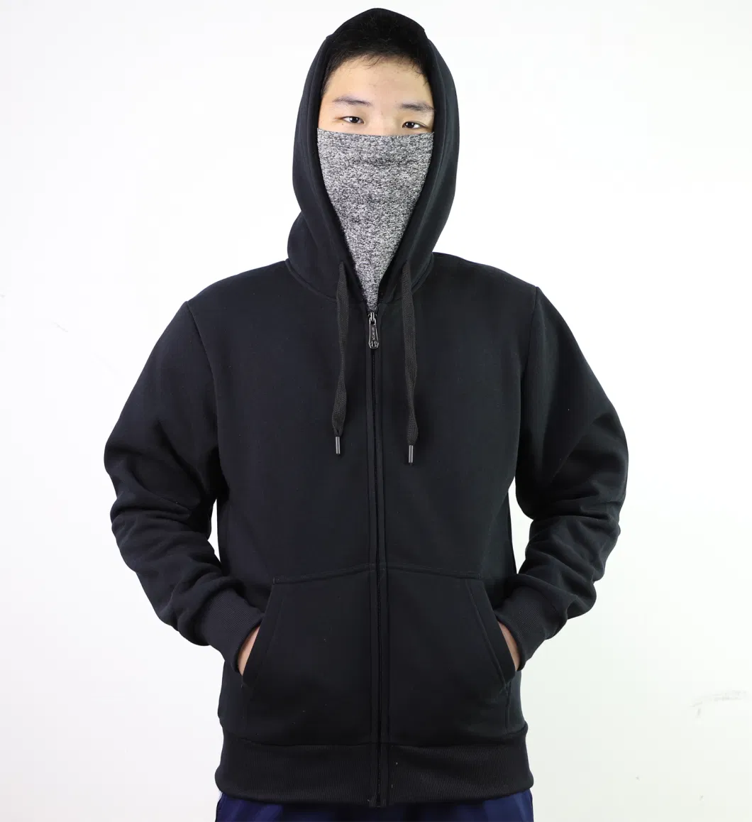 Men′ S Fleece Lined Full Zip Hoddie with Marled Mask