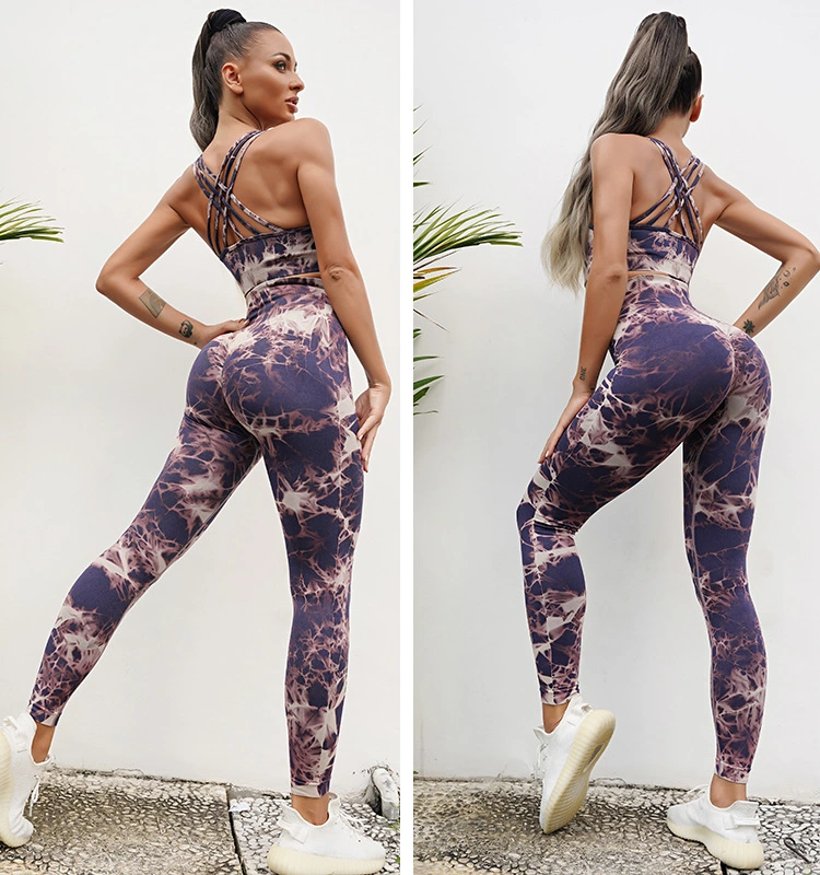 Fitness Yoga Pants Booty Lift Workout Tights Gym High Waist Women Tie Dye Seamless Scrunch Butt Leggings Peach Hip Leggings