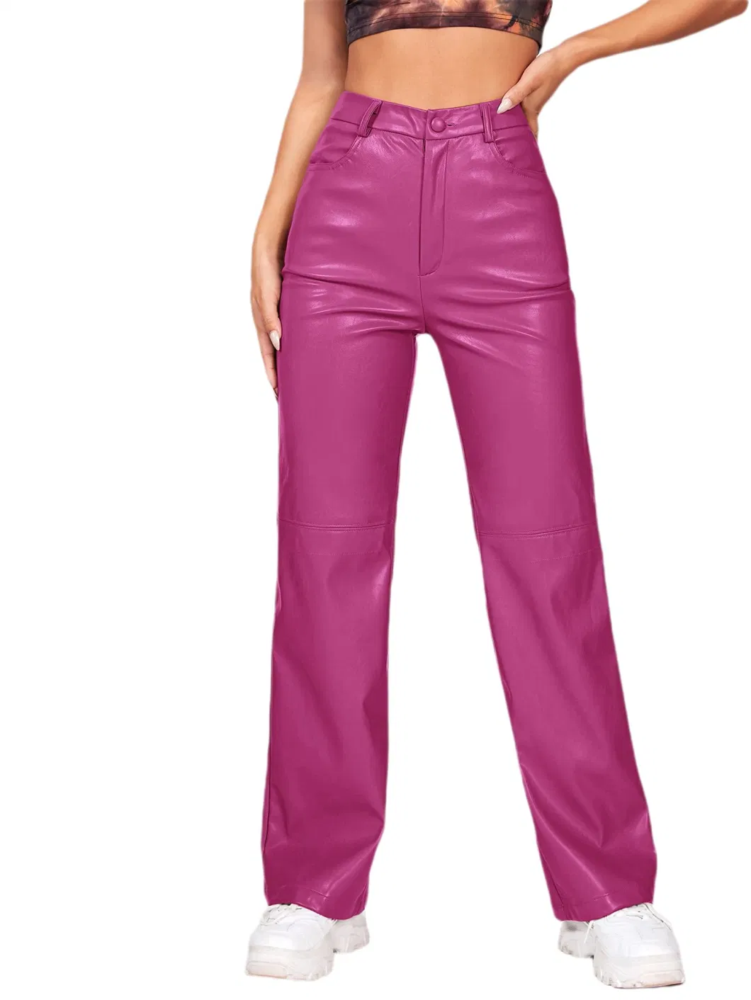 Ladies Wide Leg Pants Loose Women Jeans Trouser with Zipper